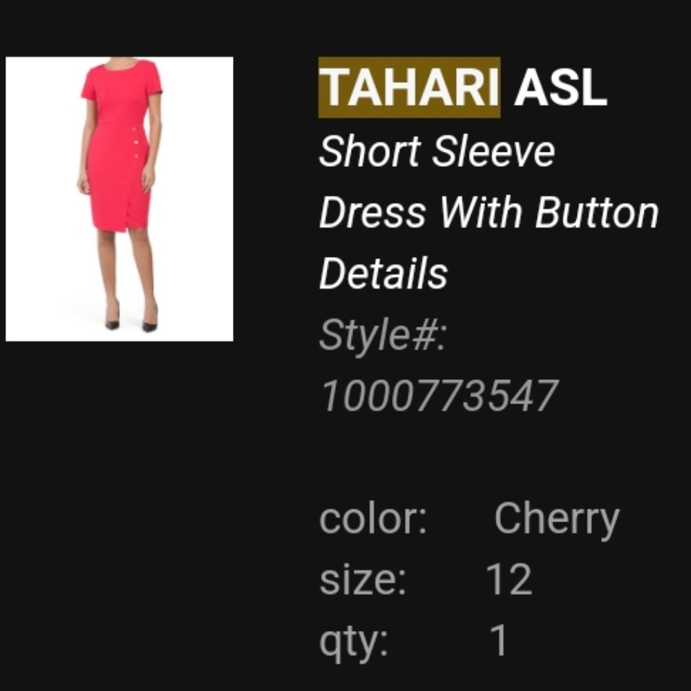 Tahari ASL worn once gorgeous red dress!